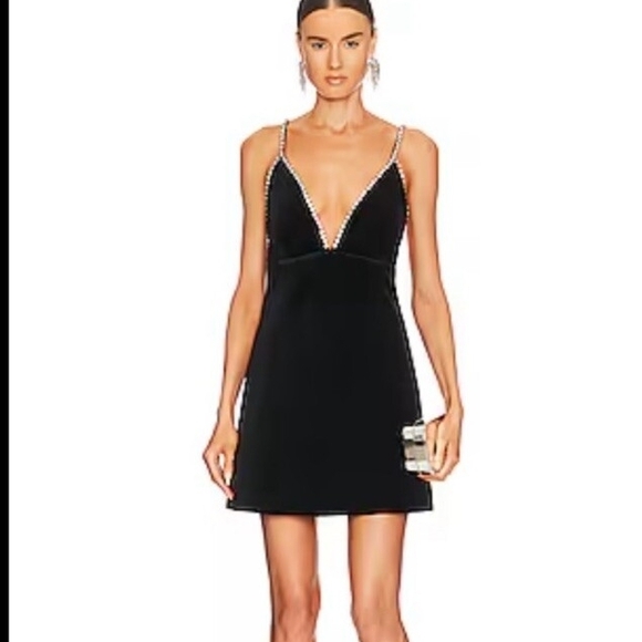 Elegant Black Satin HOUSE OF HARLOW DRESS with Crystal Size 6 - Picture 2 of 14